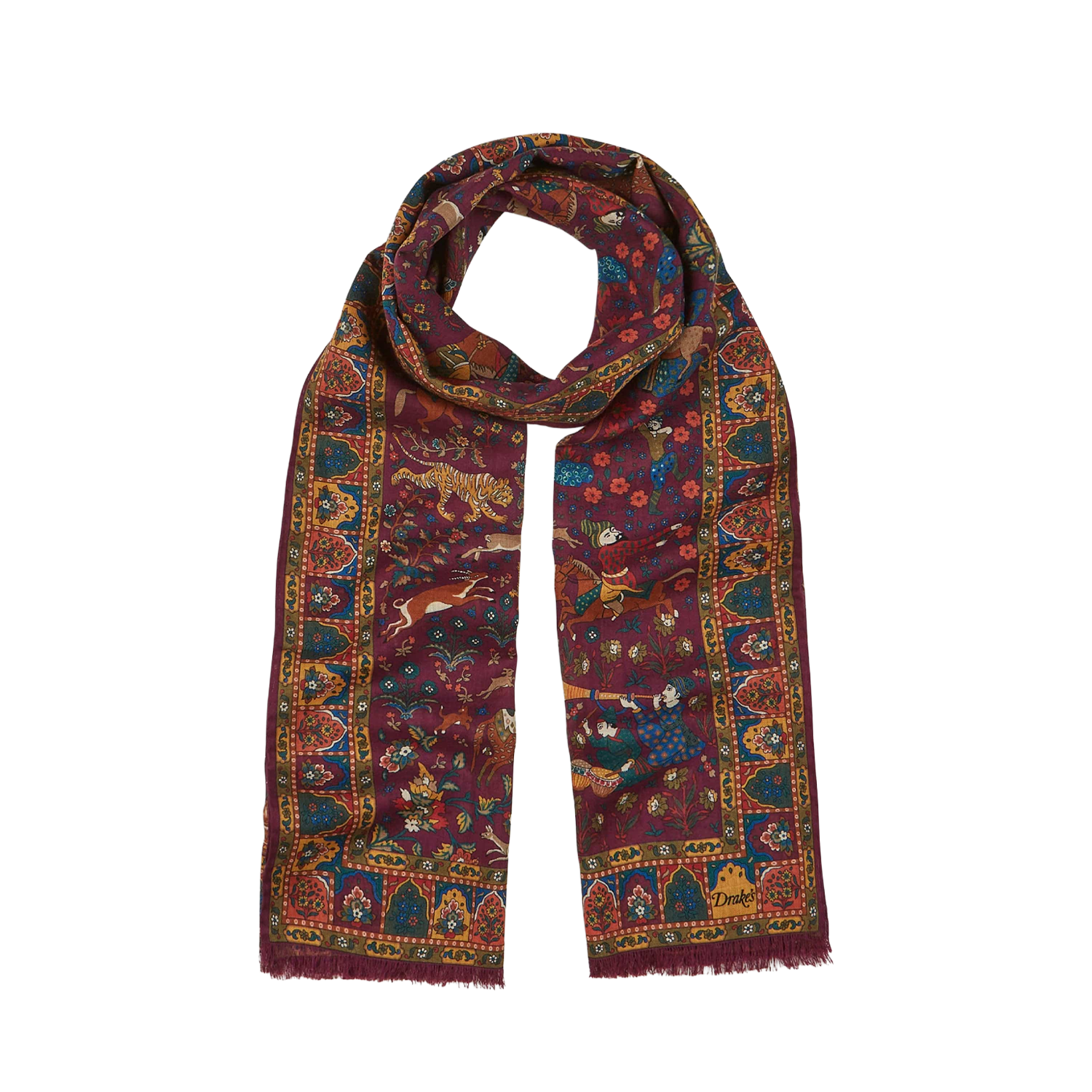 Drake's Moghul Garden Wool-Silk Scarf - Magenta – Stomping Ground