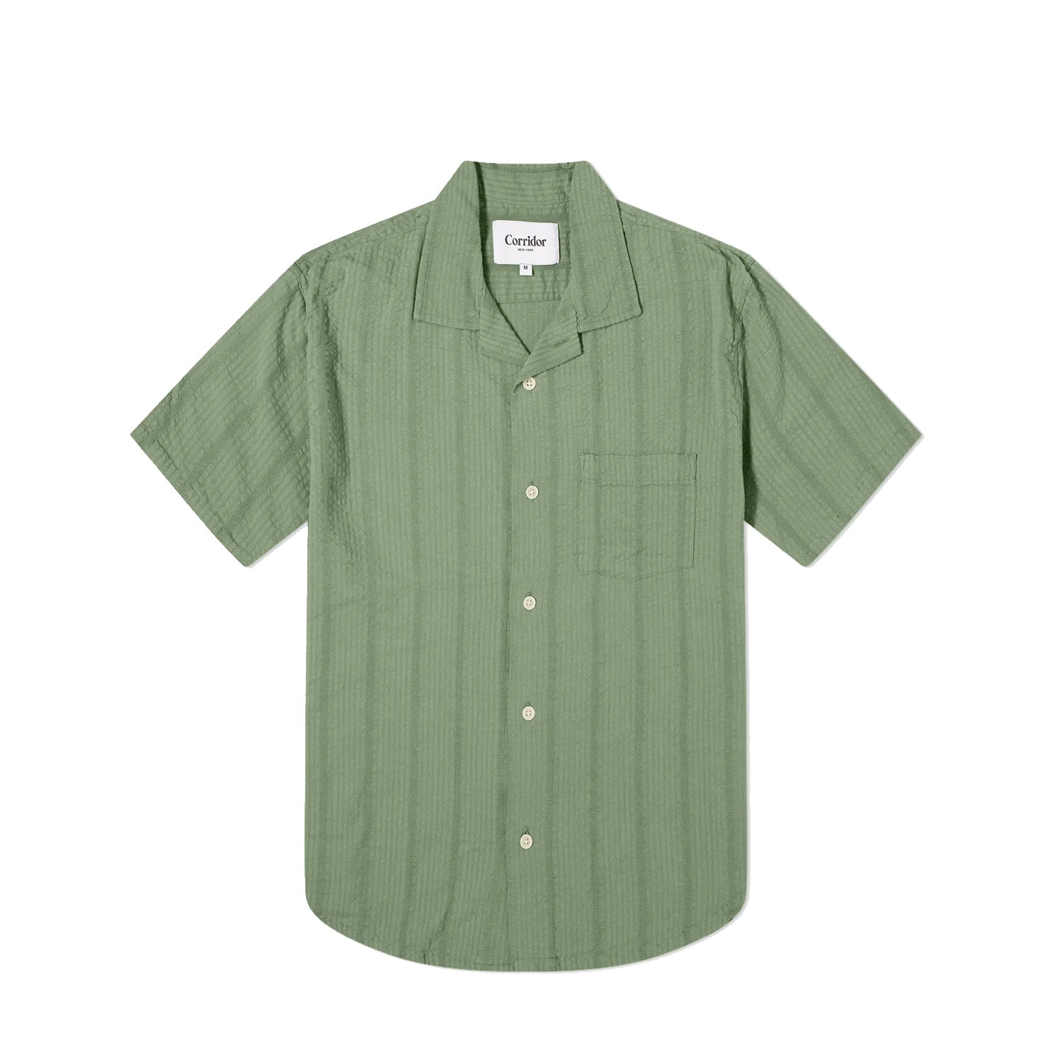 Corridor Striped Seersucker S/S Shirt - Green – Stomping Ground