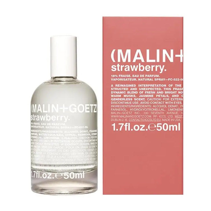 Eau de Parfum Strawberry 50ml A reimagined interpretation of the common garden strawberry - deconstructed and unexpected. this fragrance stimulates the senses using a dynamic blend of fresh and bright notes of bergamot and pink pepper with warm musks, jasmine petals, and orris root to reveal a memorable, genderless scent. MALIN+GOETZ