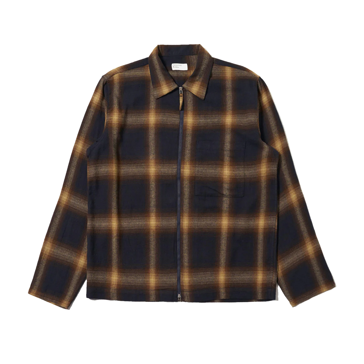Universal Works Canyon Check Zip Shirt - Navy – Stomping Ground