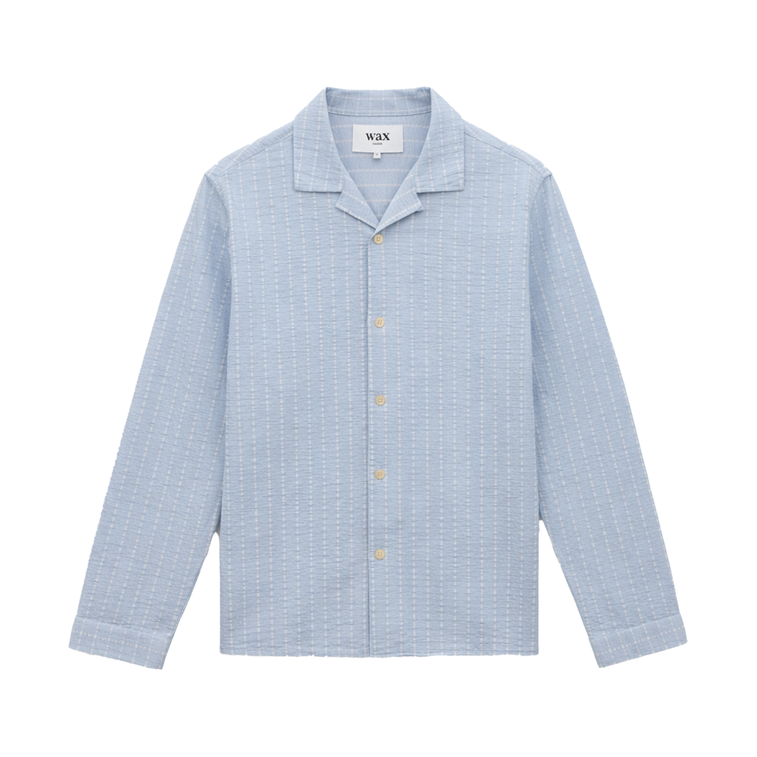 Wax London Corey Seersucker Cotton Stripe Shirt - Blue / Ecru