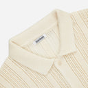 Short Sleeve Knit Shirt - Ecru Mesh Stripe