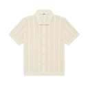 Short Sleeve Knit Shirt - Ecru Mesh Stripe