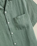Linen Camp Collar - Dry Green