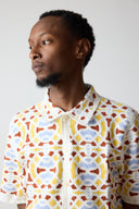 Dorset Shirt - Geo Tile Crochet - Ecru/Multi