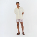 Fine Stripe Swim Trunk - Red & Blue