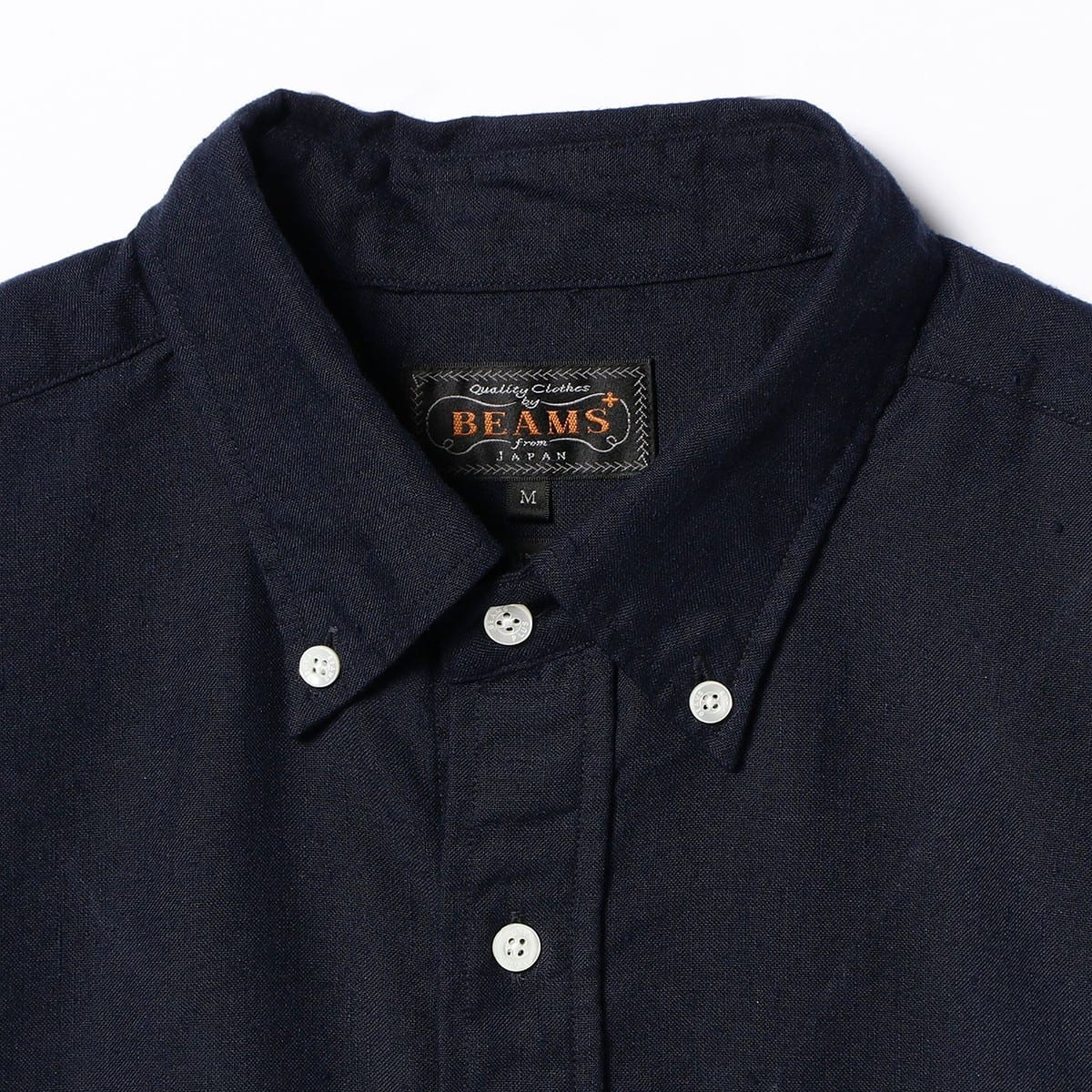 Beams Plus S/S B.D. Oxford Coolmax Linen - Navy – Stomping Ground