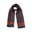 Geometric Print Silk Scarf - Navy