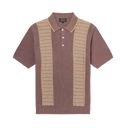 Knit Polo Front Stripe Jacquard - Brown