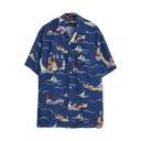 Open Collar Cupro Print - Blue