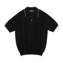 Knit Polo Raised Pattern Jacquard Line - Black