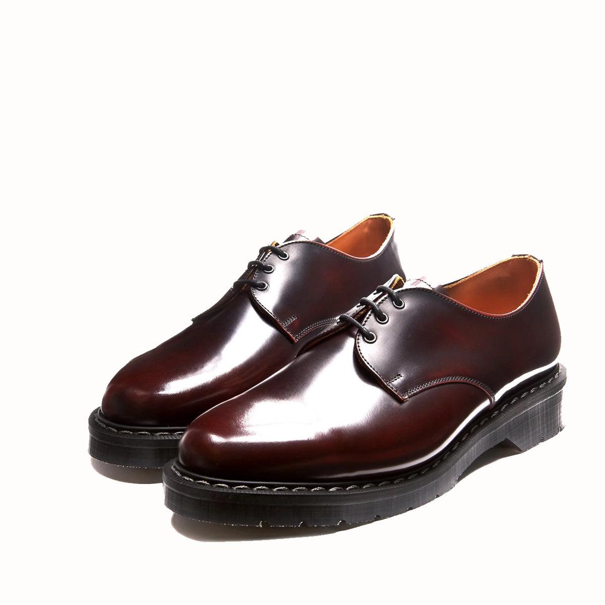 Solovair 3 Eye Gibson Shoe - Burgundy Rub Off Hi Shine – Stomping
