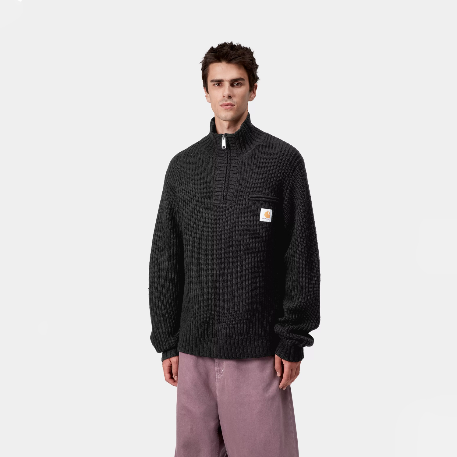 Carhartt WIP Detroit Half Zip Sweater - Black – Stomping Ground