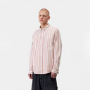 L/S Deven Shirt - Oxide Red / White