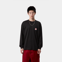 L/S Pocket Heart T-Shirt- Black / Red