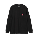L/S Pocket Heart T-Shirt- Black / Red