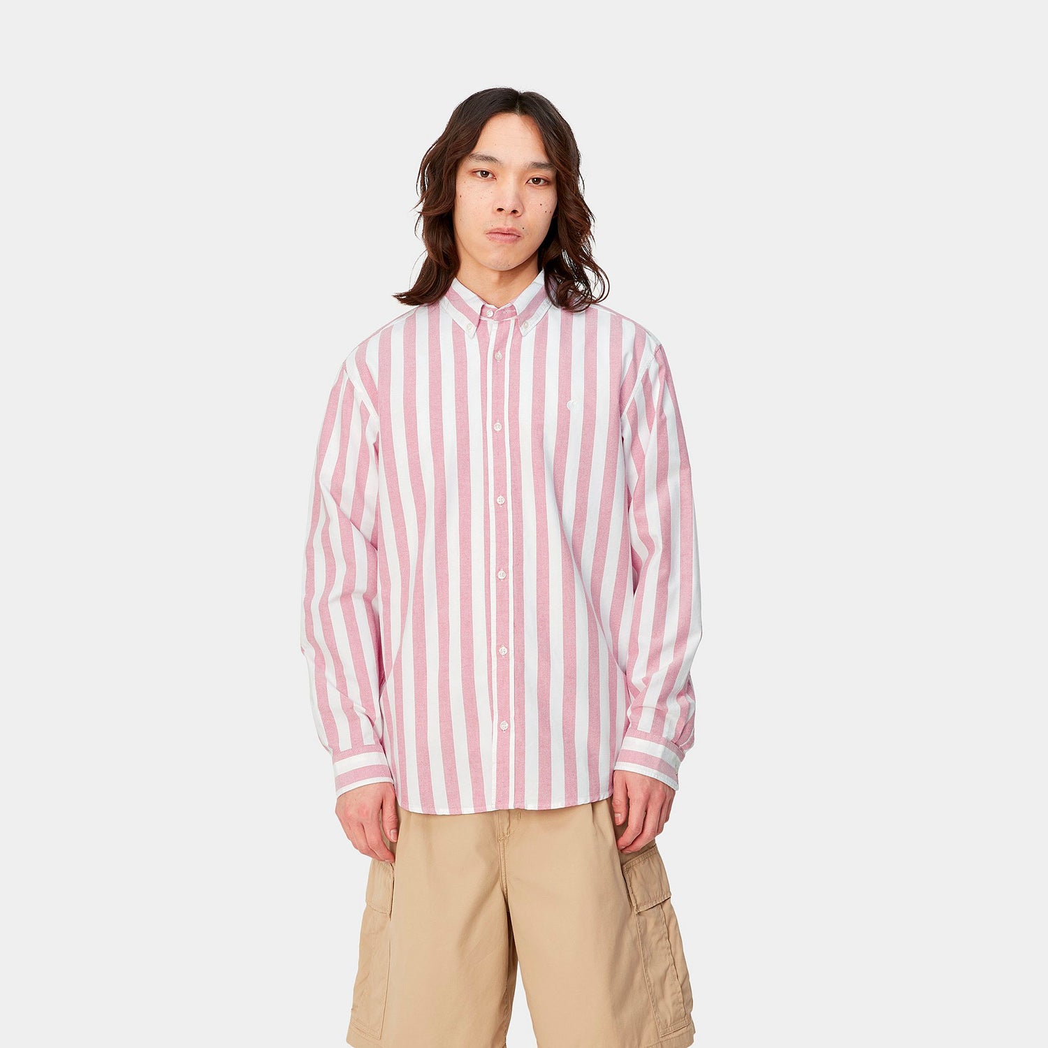 Carhartt WIP L/S Dillion Shirt - Samba/White – Stomping Ground