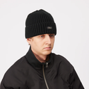 Cursive Rib Beanie - Black