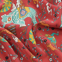 Animals  And Flowers Print Bandana - Red