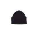 Lambswool Ribbed Knit Beanie - Navy