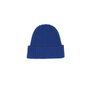 Lambswool Ribbed Knit Beanie - Blue