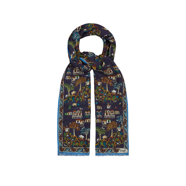 Antique Village Printed Scarf - Navy – Stomping Ground