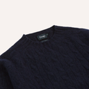 Brushed Shetland Cable Jumper - Navy