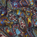 Woven Motif Wool Silk Scarf - Plum / Navy