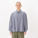 Boxy Pleated Shirt - Navy Stripe
