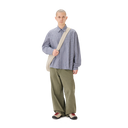 Boxy Pleated Shirt - Navy Stripe