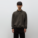 Hjartdal Brushed Diagonal Cotton Fleece Polo - Beech Green