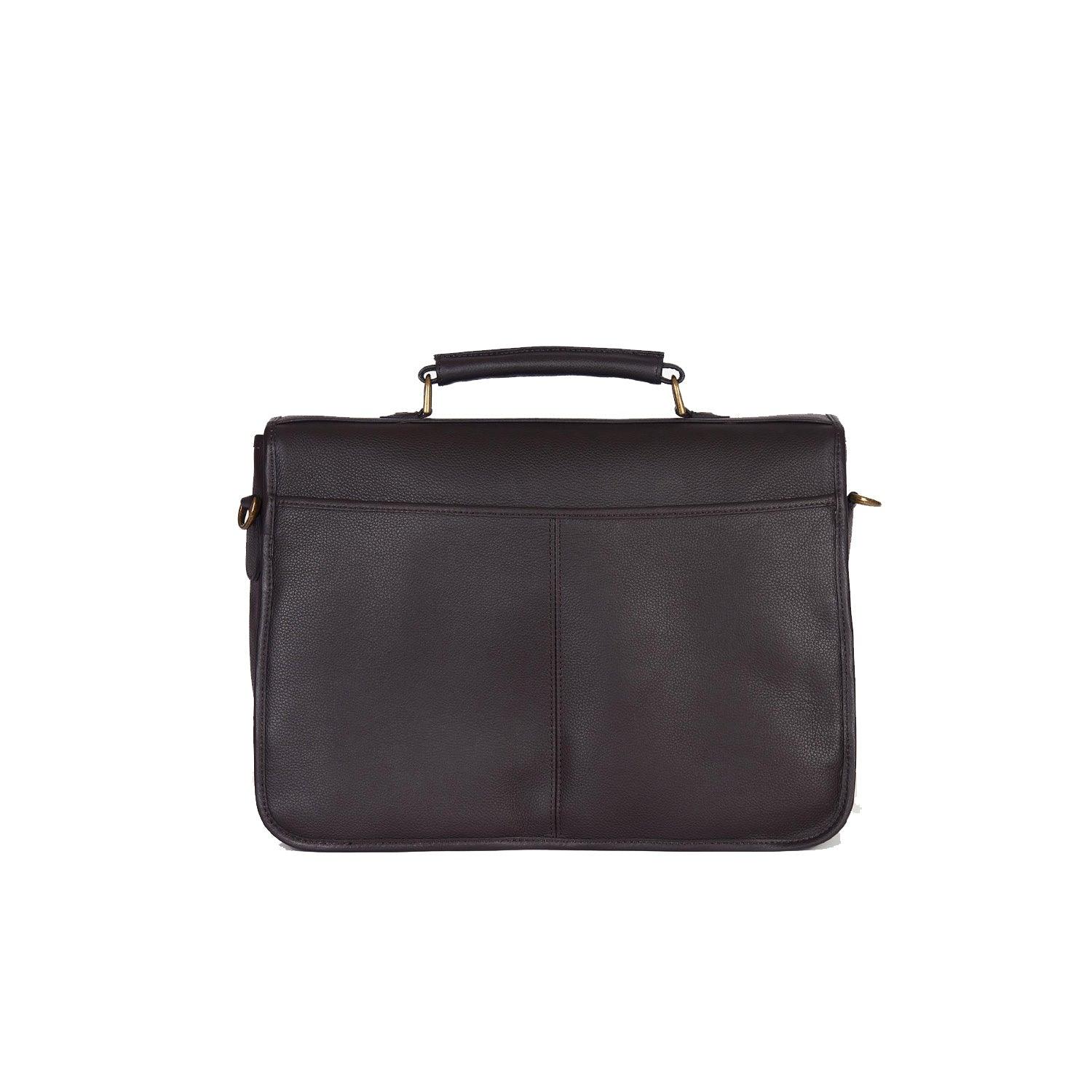 Barbour leather briefcase chocolate on sale