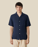Linen Camp Collar - Navy