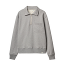ZIP03 - Authentic Fleece Polo Collared Half-Zip Cotton Sweatshirt - Grey Melange
