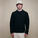 BLADE02 - Waffle Structured Pullover - Merino Wool Cashmere Blend - Deep Black