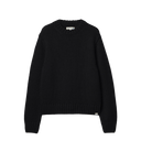 Chunky Cropped Merino Wool Sweater - Deep Black