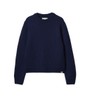 Chunky Cropped Merino Wool Sweater - Ink Blue