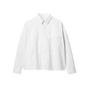 SHIRT05OX - Cropped Boxy Style Cotton Oxford Long Sleeve Shirt - White