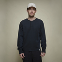 HENLEY01TH - Diamond-Patterned Cotton Thermal Henley - Deep Black