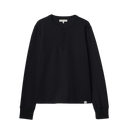HENLEY01TH - Diamond-Patterned Cotton Thermal Henley - Deep Black