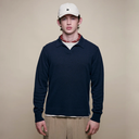 Merino Wool - Cashmere - Silk Long sleeve Polo Shirt - Dark Navy
