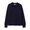 Merino Wool - Cashmere - Silk Long sleeve Polo Shirt - Dark Navy