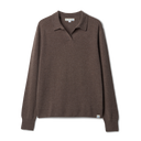 Merino Wool-Cashmere-Silk Long Sleeve Polo Shirt - Grain