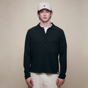 Merino Wool-Cashmere-Silk Long Sleeve Shirt - Deep Black