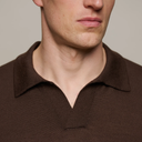 Knitted Merino Short Sleeve Polo - Coffee