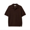 Knitted Merino Short Sleeve Polo - Coffee