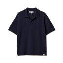 Knitted Merino Short Sleeve Polo - Dark Navy