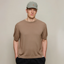 Refined Knitted Merino Wool T-Shirt -Shore Sand