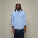 Modern-Cut Cotton Oxford Long Sleeve Shirt - Light Blue / White