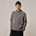 Waffle Structured Pullover - Merino Wool Cashmere Blend - Grain